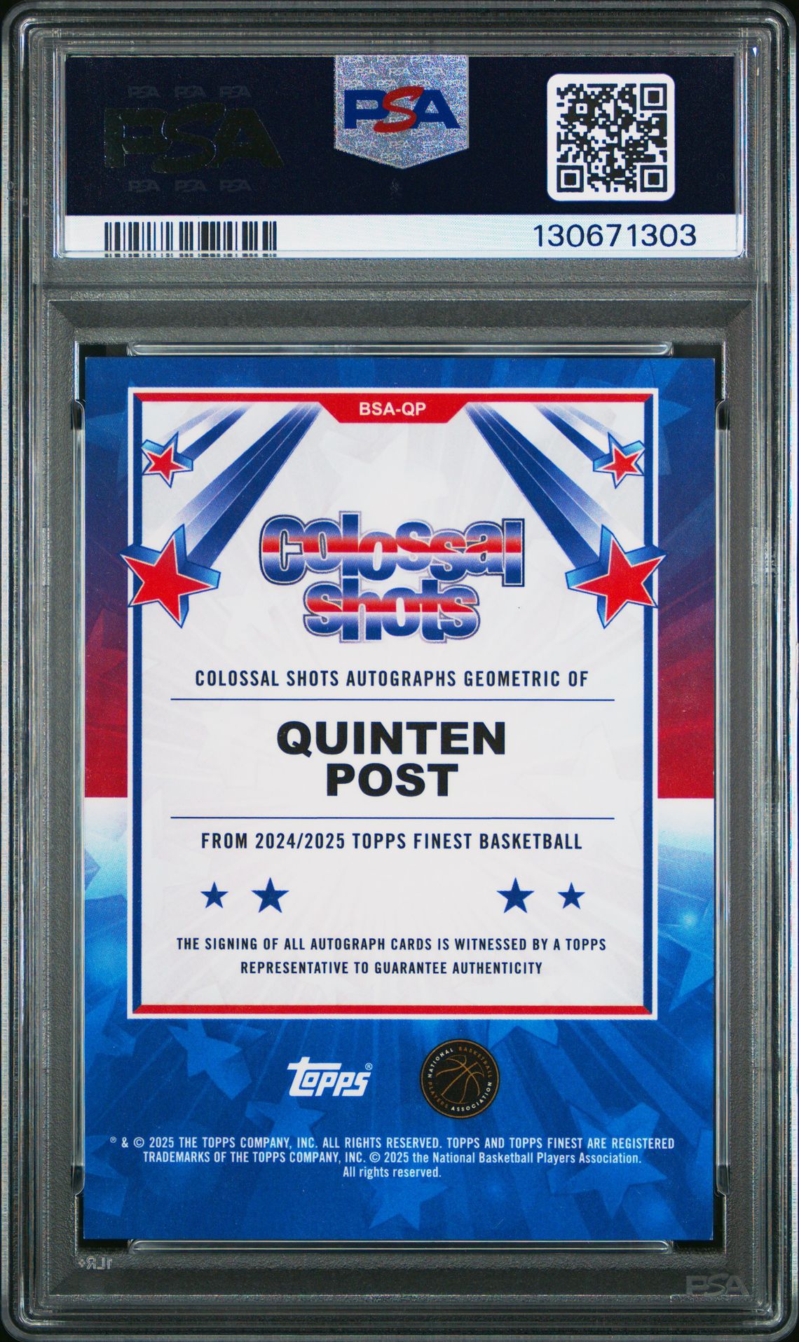 2024 Topps Finest Colossal Shots Autographs Quinten Post #Bsaqp Nm-Mt 8 back