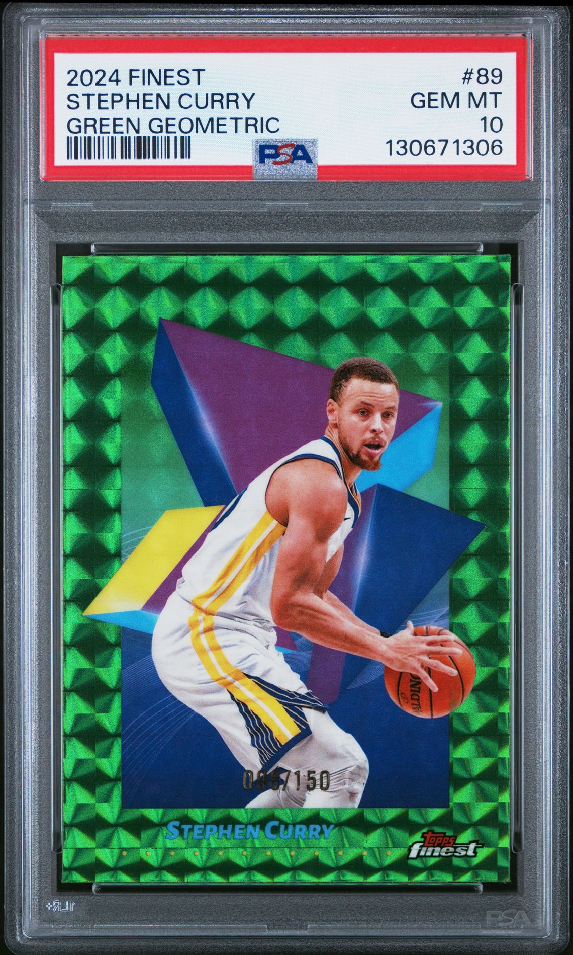 2024 Topps Finest Stephen Curry #89 (Green Geometric) Gem Mt 10 front