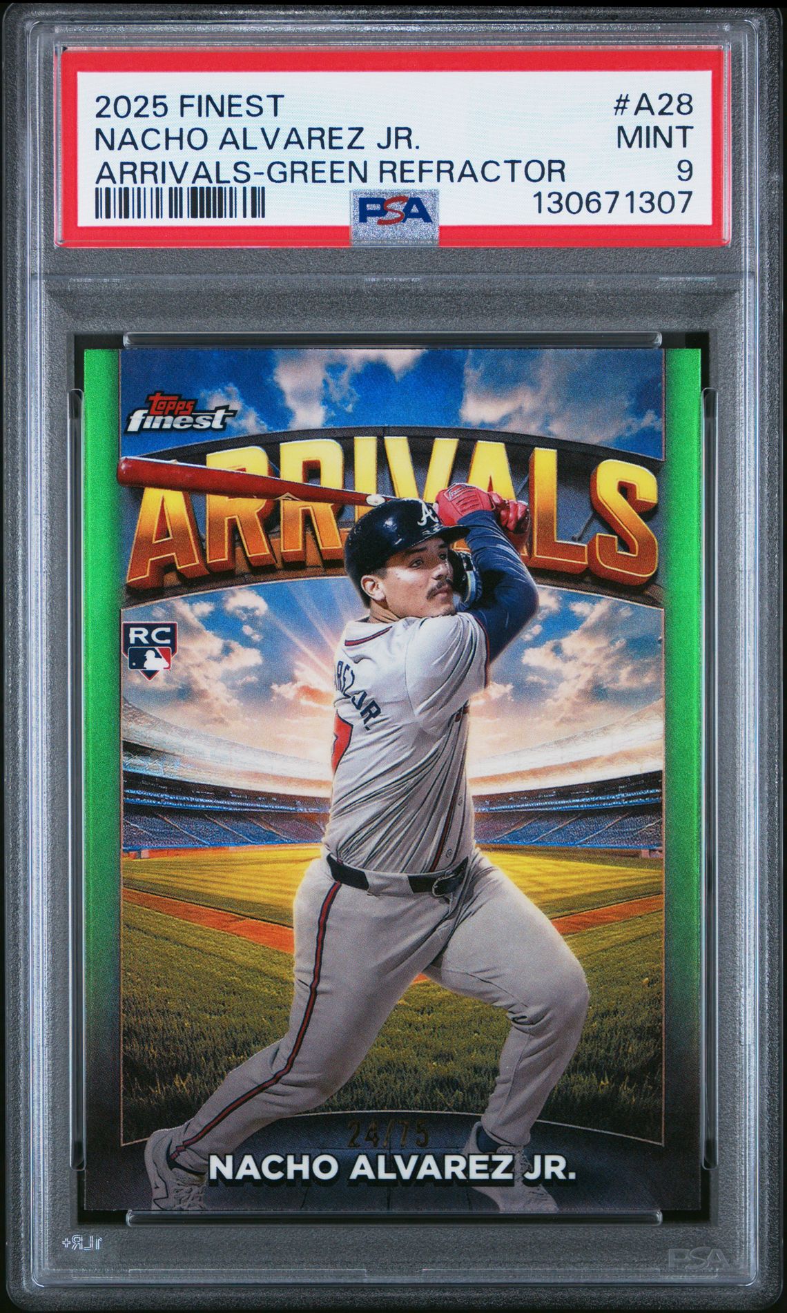 2025 Topps Finest Arrivals Nacho Alvarez Jr. #A28 (Arrivals-Green Refractor) Mint 9 front