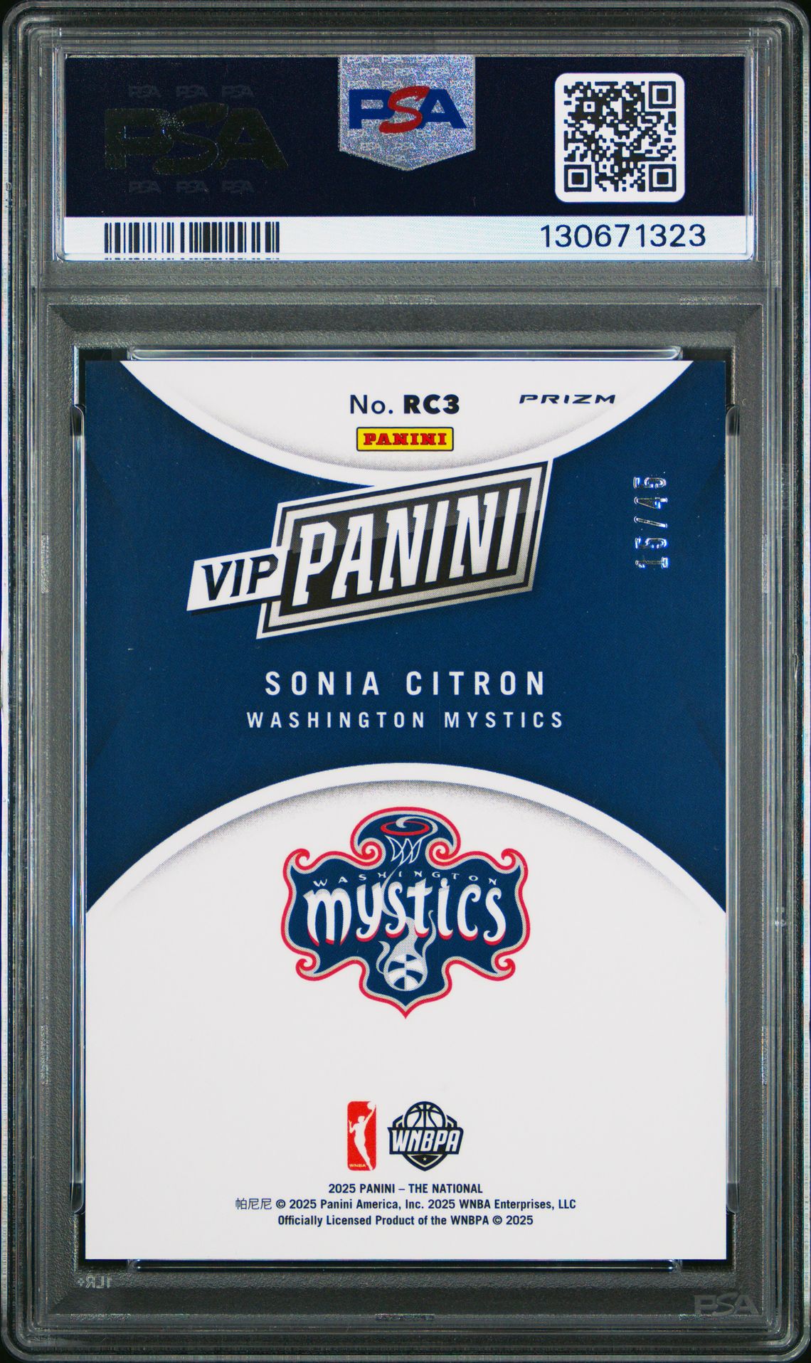 2025 Panini National Sports Collectors Convention Vip Gold Sonia Citron #Rc3 (National Sparkle) Gem Mt 10 back