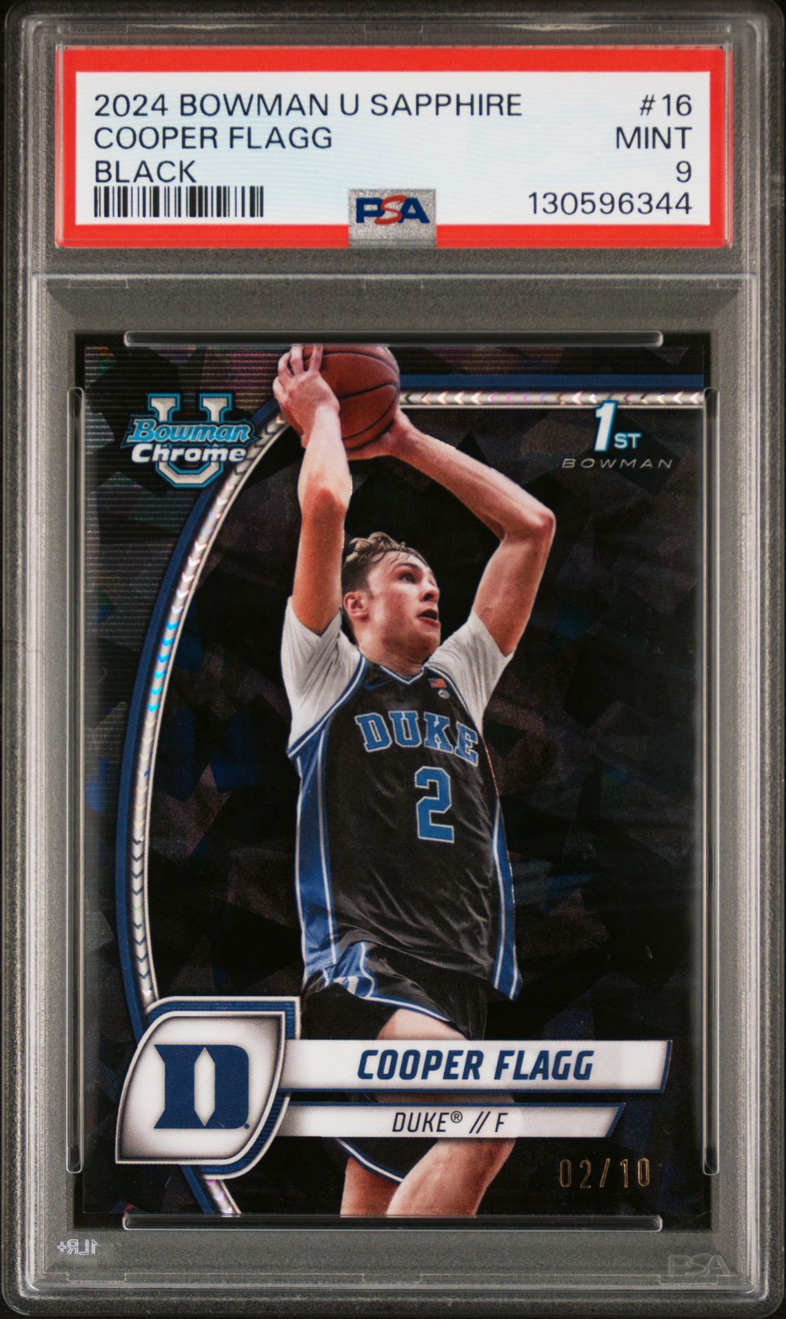2024 Bowman BOWMAN UNIVERSITY CHROME SAPPHIRE BLACK #16 Cooper Flagg front