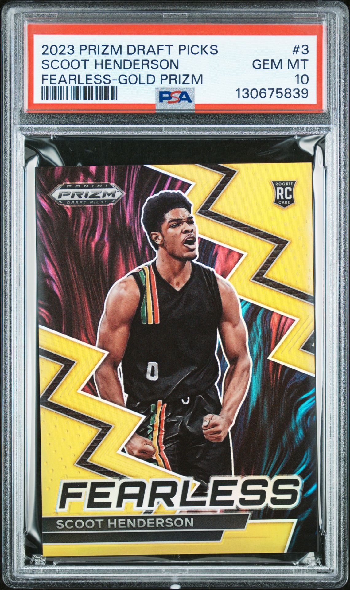 2023 Panini PANINI PRIZM DRAFT PICKS FEARLESS GOLD PRIZM #3 Scoot Henderson front