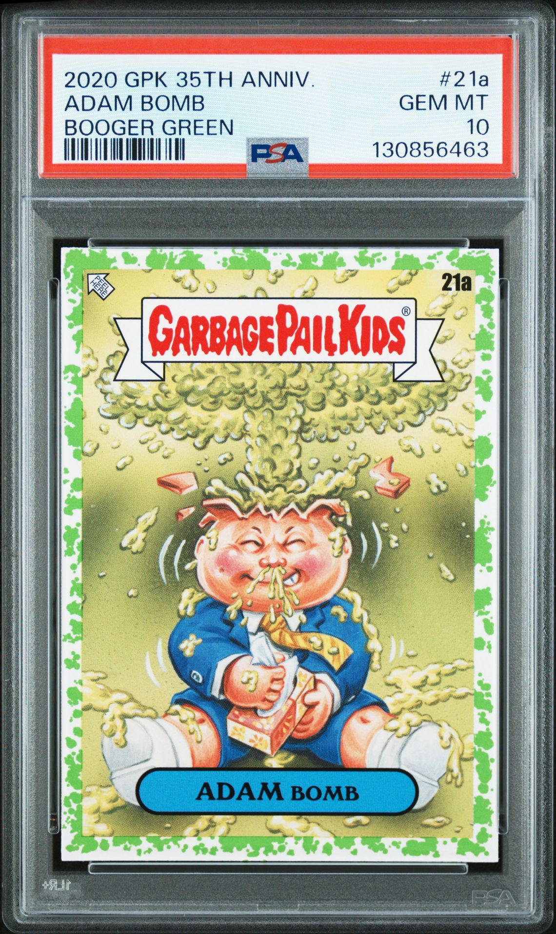 2020 Topps GARBAGE PAIL KIDS 35TH ANNIVERSARY BOOGER GREEN #21A Adam Bomb front