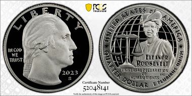 2023-S 25C Eleanor Roosevelt-Silver Limited Edition Proof Set PR70DCAM