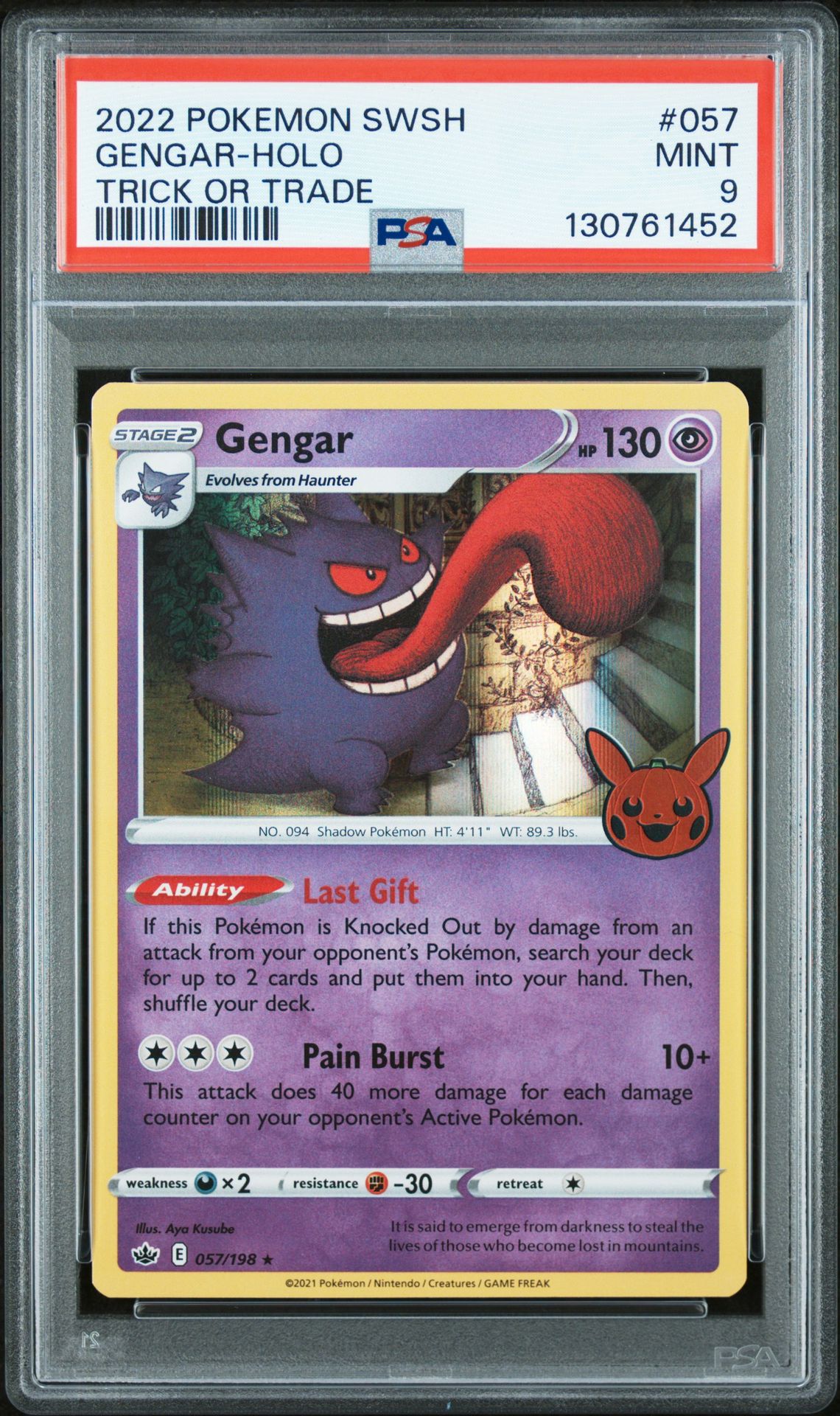 2021 Pokemon Sword & Shield Chilling Reign Gengar-Holo #057 (Trick Or Trade) Mint 9 front