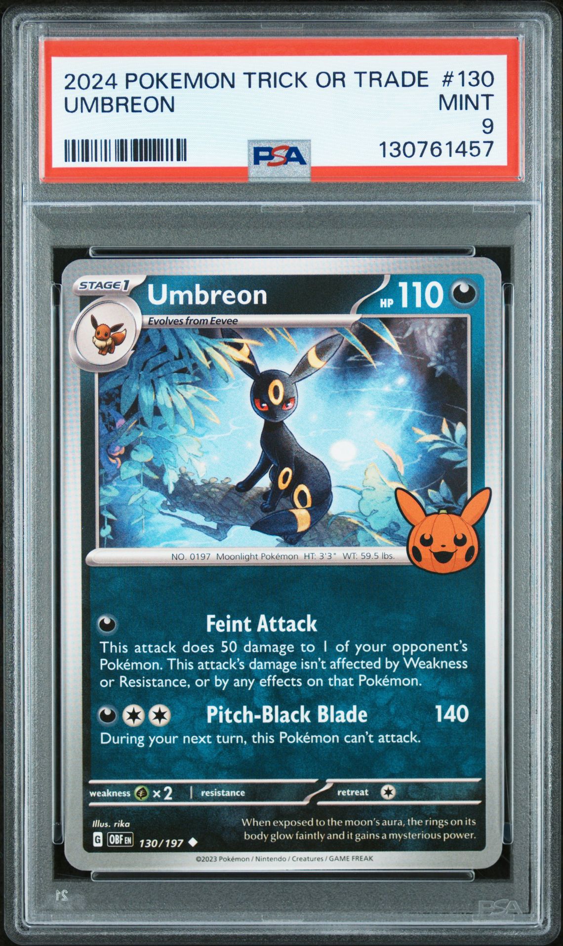 2024 Pokemon Trick Or Trade Umbreon #130 Mint 9 front