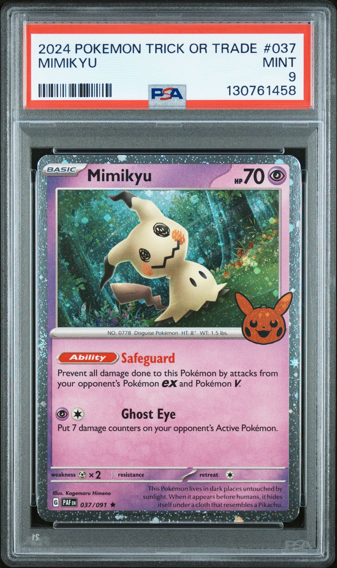 2024 Pokemon Trick Or Trade Mimikyu #037 Mint 9 front