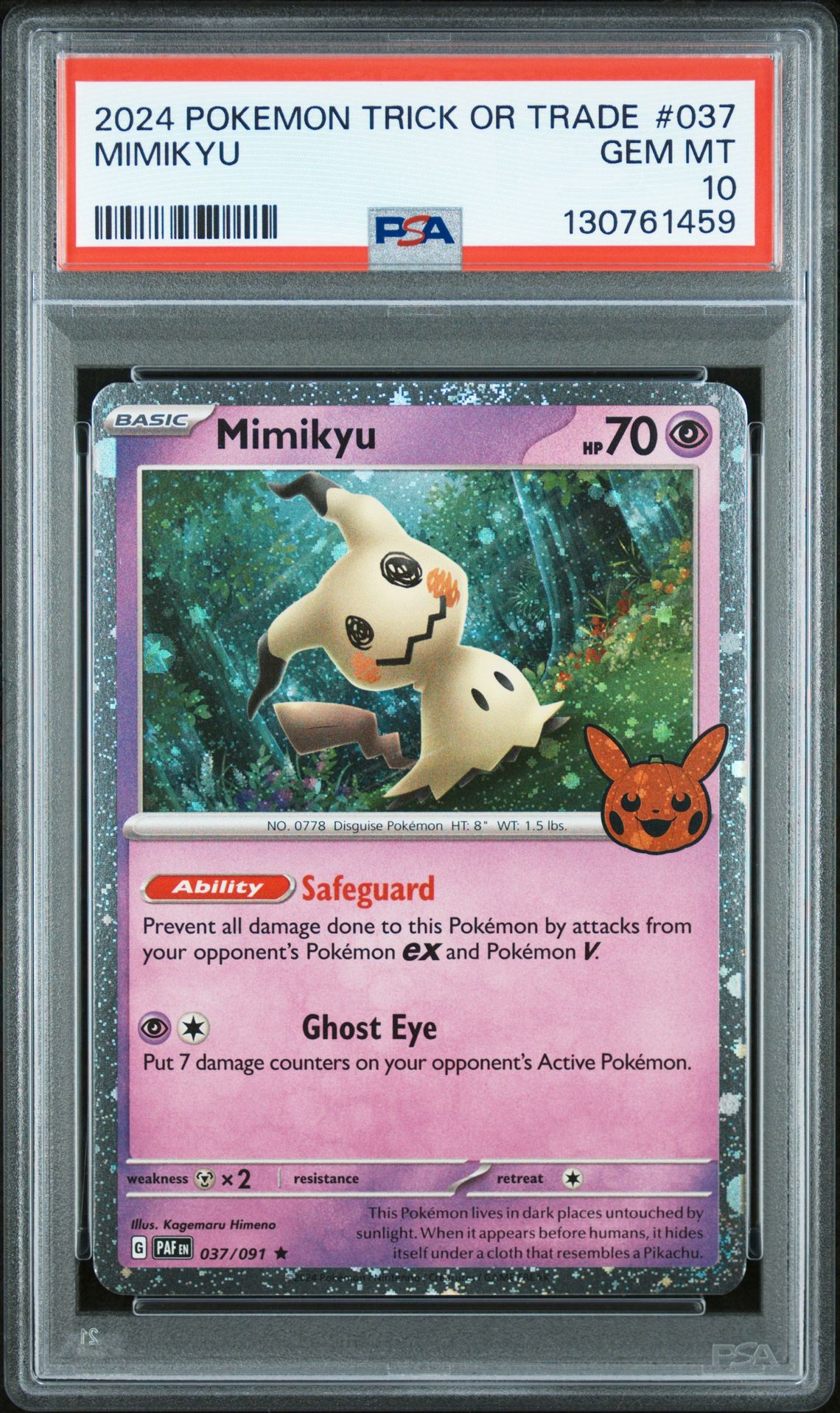 2024 Pokemon Trick Or Trade Mimikyu #037 Gem Mt 10 front