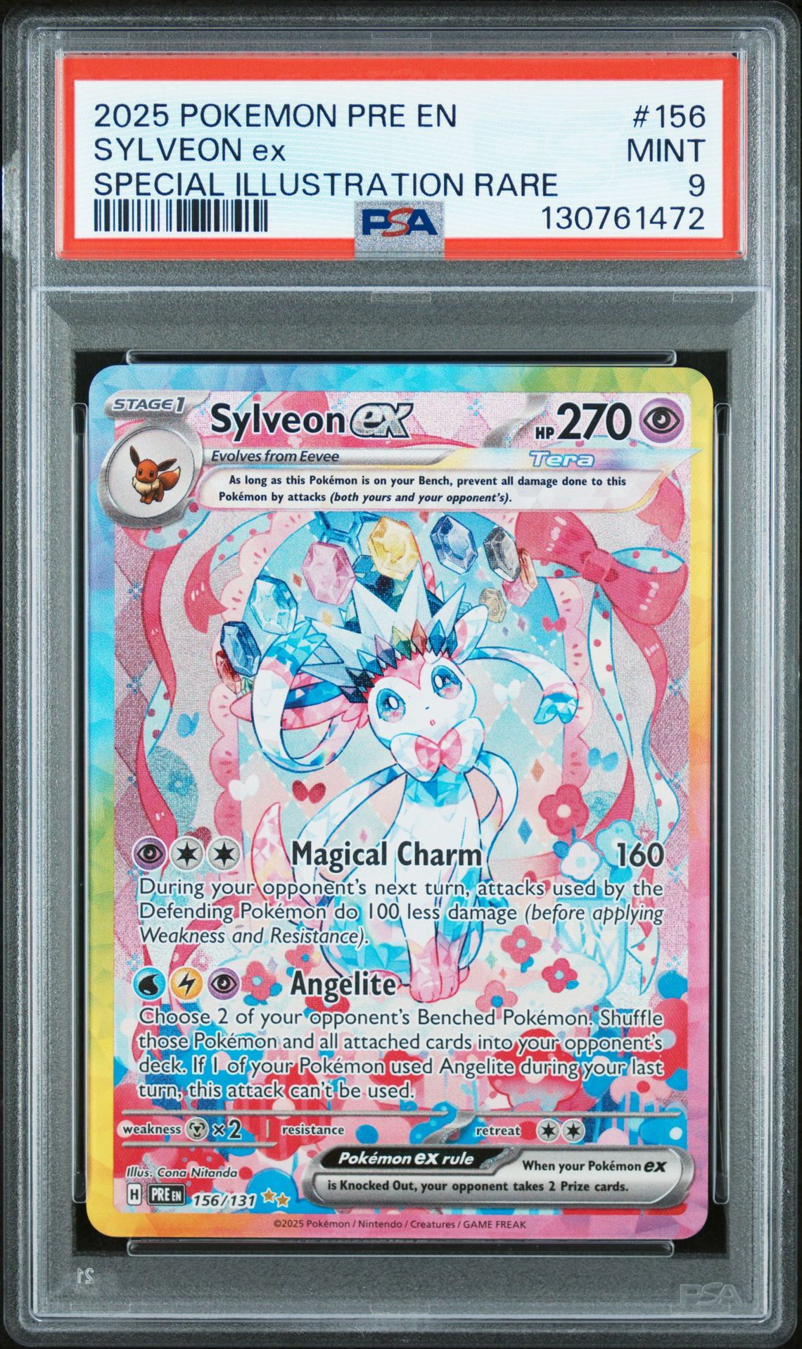 2025 Pokemon Pre En-Prismatic Evolutions Sylveon Ex #156 (Special Illustration Rare) Mint 9 front