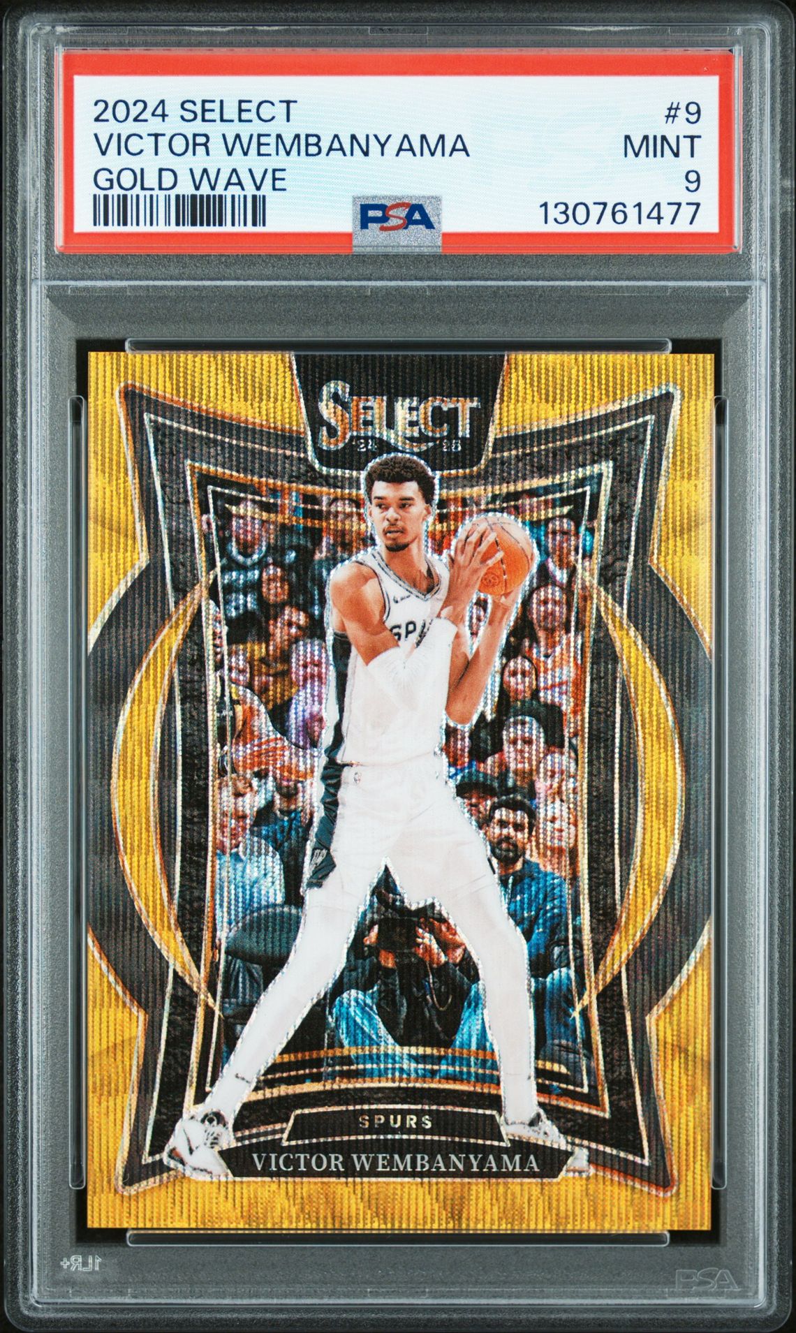 2024 Panini Select Victor Wembanyama #9 (Gold Wave) Mint 9 front