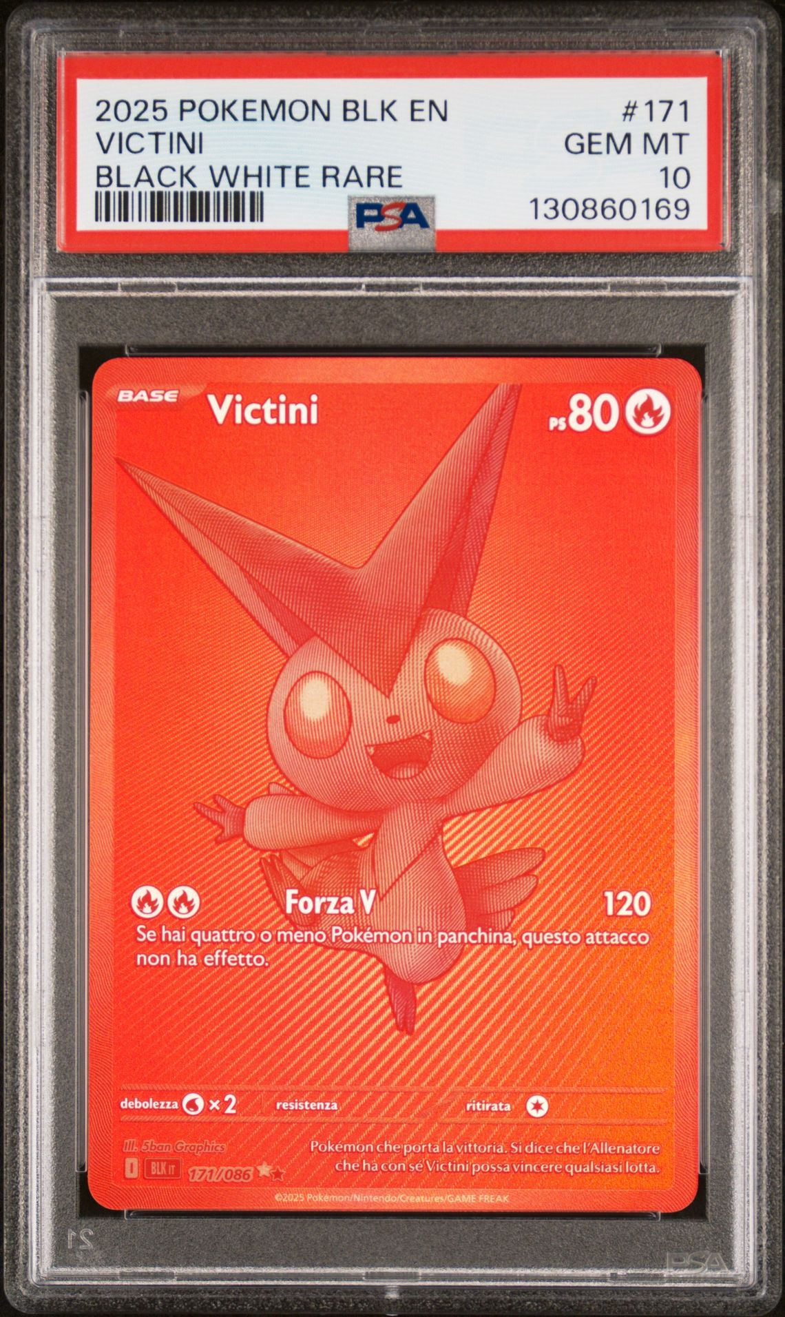 2025 Pokemon Blk En-Black Bolt Victini #171 (Black White Rare) Gem Mt 10 front