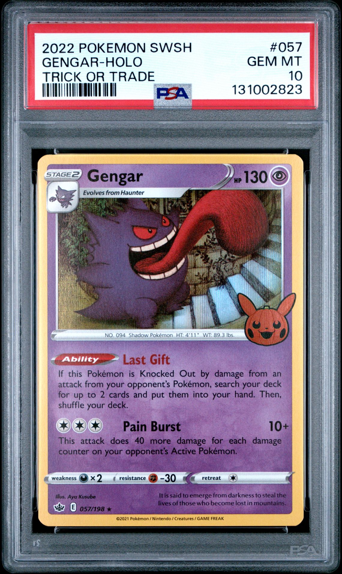 2021 Pokemon Sword & Shield Chilling Reign Gengar-Holo #057 (Trick Or Trade) Gem Mt 10 front