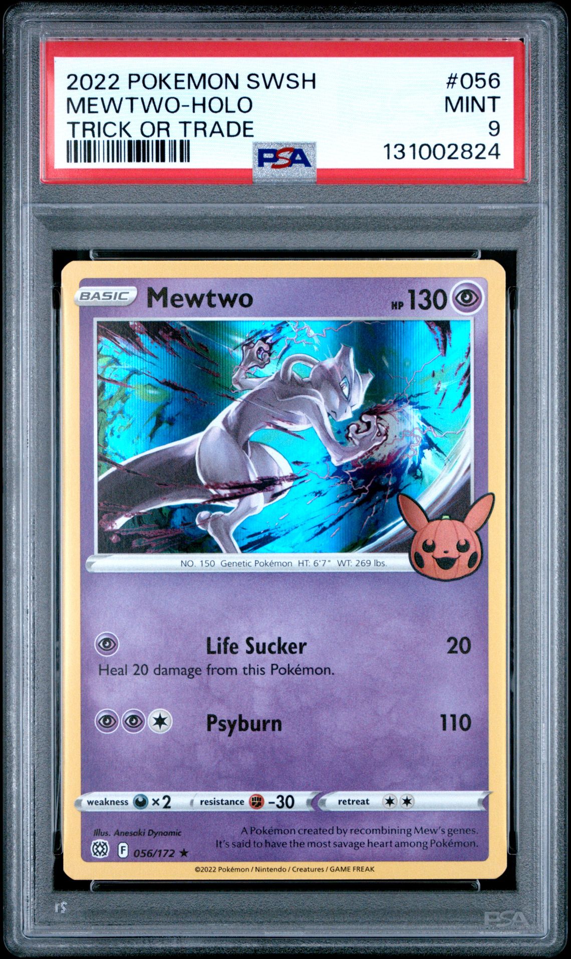 2022 Pokemon Sword & Shield Brilliant Stars Mewtwo-Holo #056 (Trick Or Trade) Mint 9 front