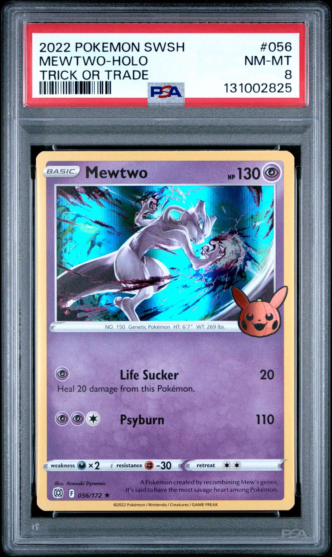 2022 Pokemon Sword & Shield Brilliant Stars Mewtwo-Holo #056 (Trick Or Trade) Nm-Mt 8 front