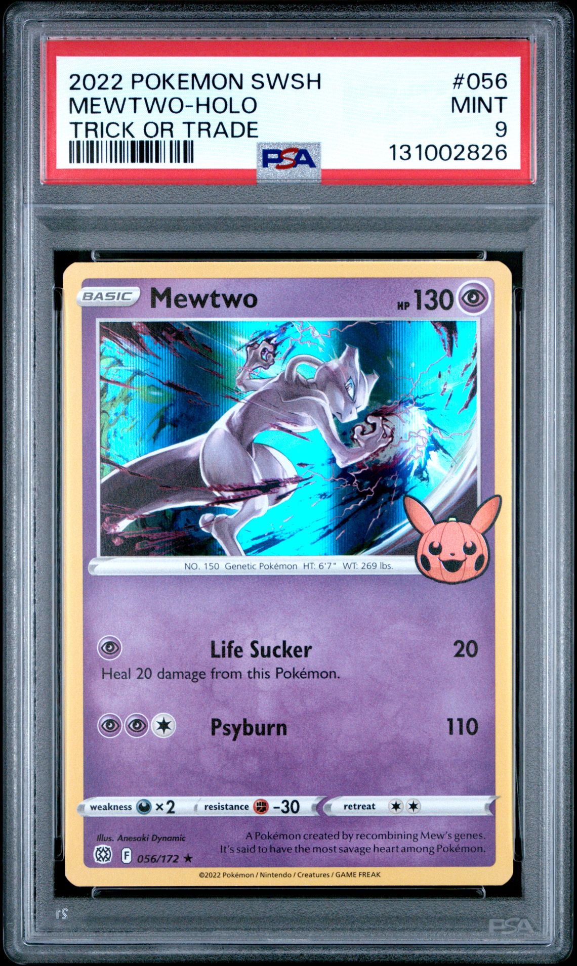 2022 Pokemon Sword & Shield Brilliant Stars Mewtwo-Holo #056 (Trick Or Trade) Mint 9 front