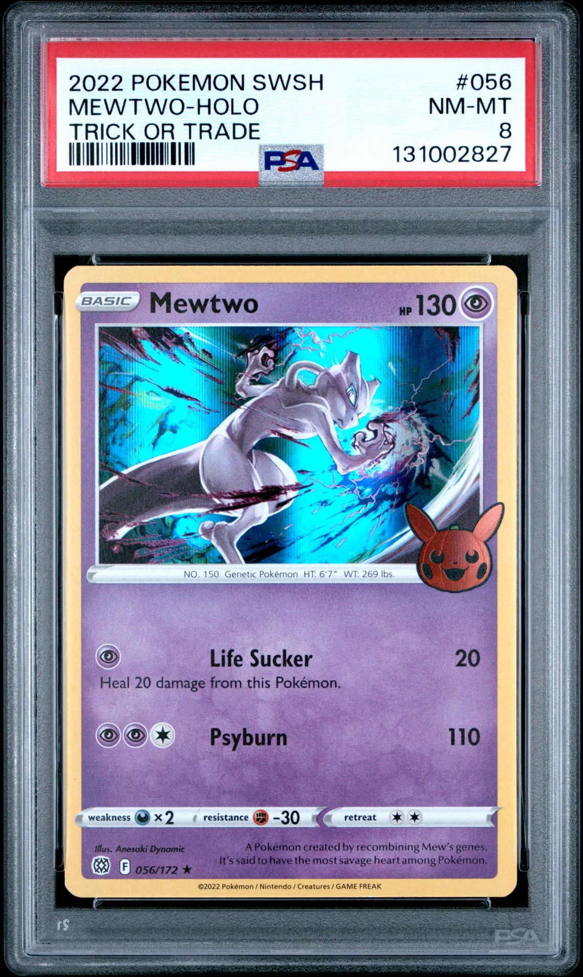 2022 Pokemon Sword & Shield Brilliant Stars Mewtwo-Holo #056 (Trick Or Trade) Nm-Mt 8 front