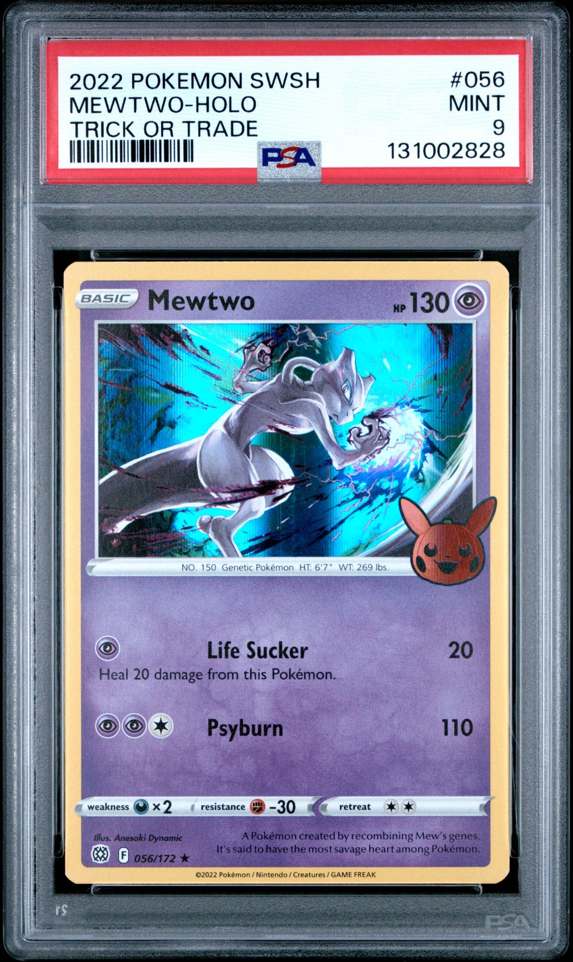 2022 Pokemon Sword & Shield Brilliant Stars Mewtwo-Holo #056 (Trick Or Trade) Mint 9 front