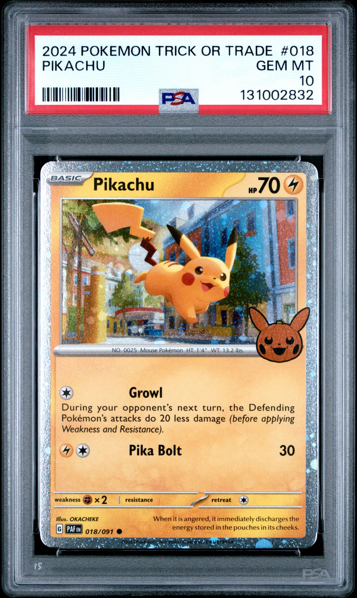 2024 Pokemon Trick Or Trade Pikachu #018 Gem Mt 10 front