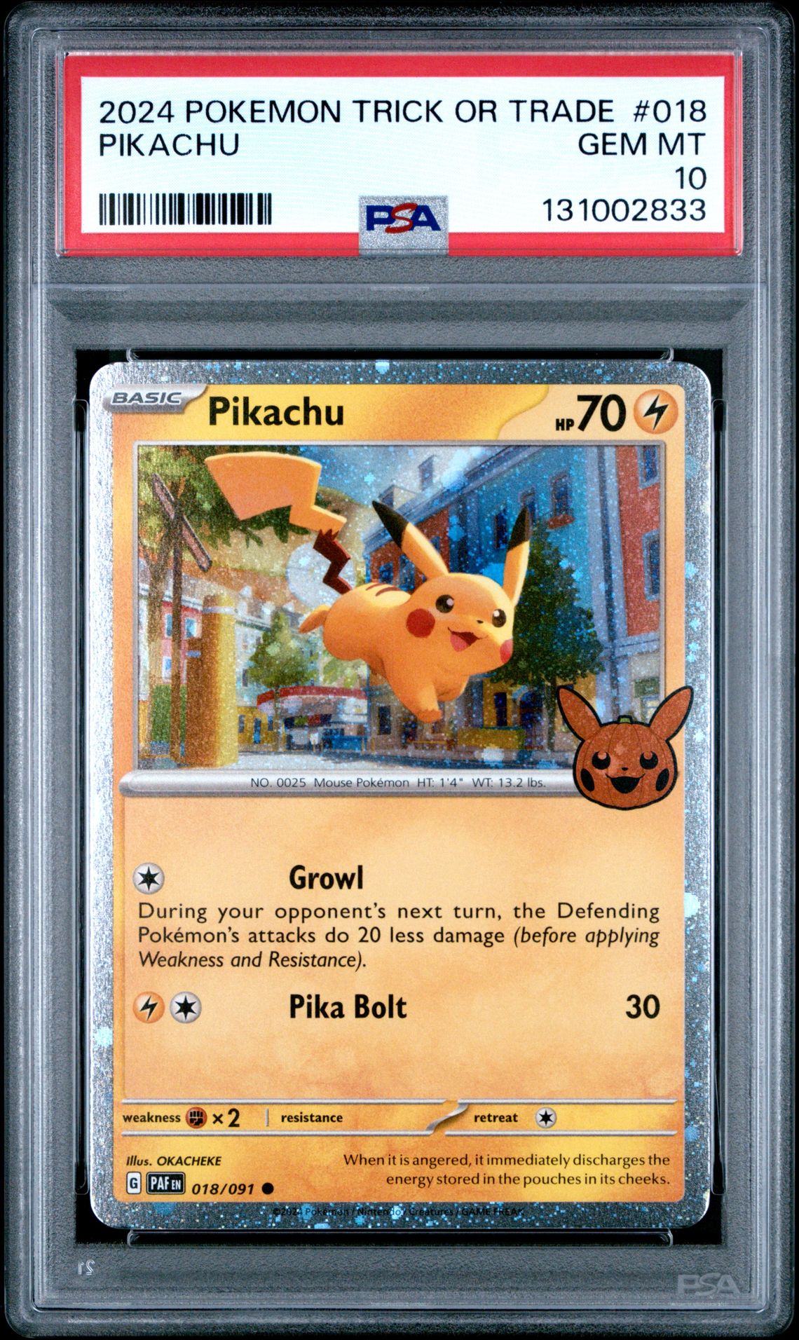 2024 Pokemon Trick Or Trade Pikachu #018 Gem Mt 10 front