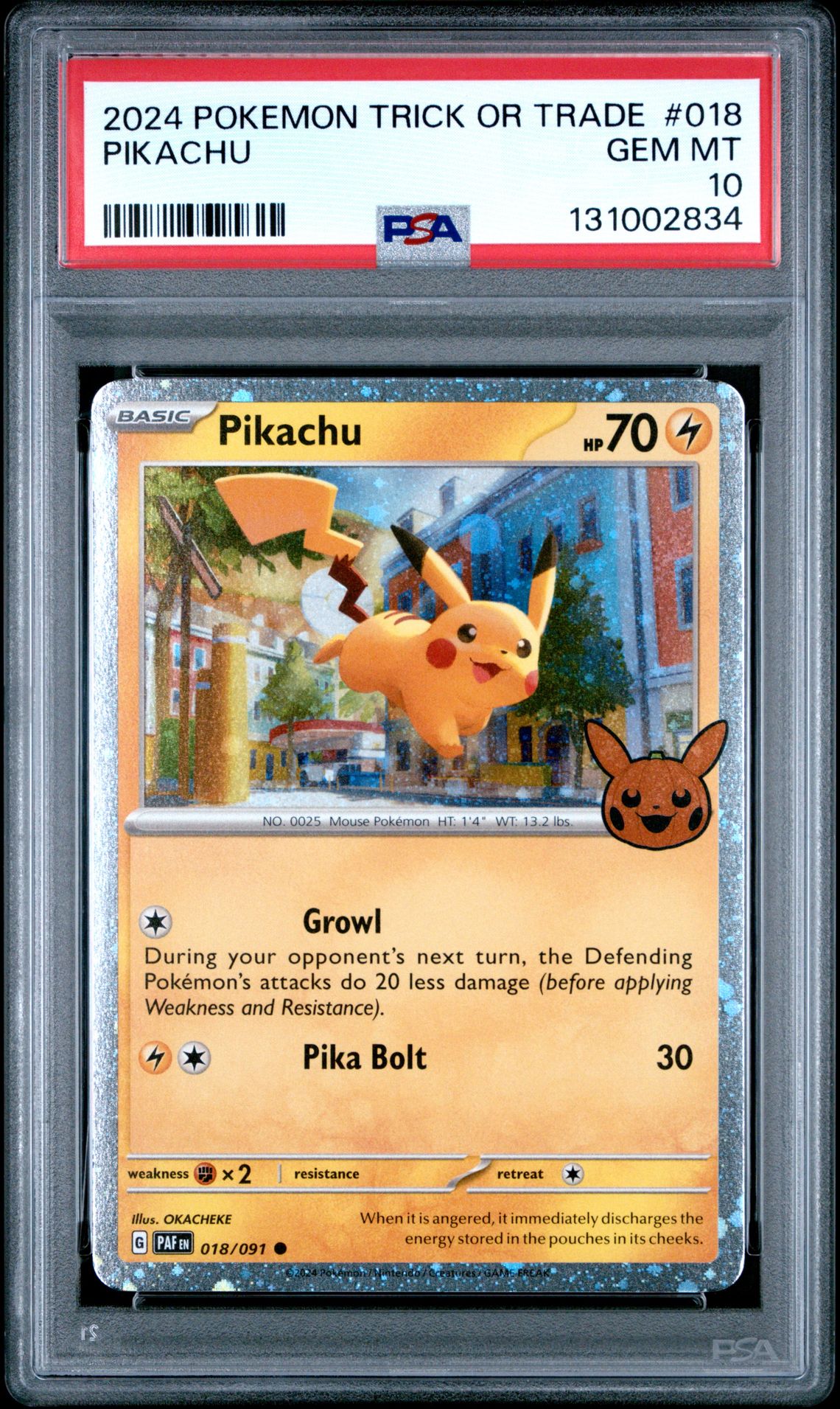2024 Pokemon Trick Or Trade Pikachu #018 Gem Mt 10 front