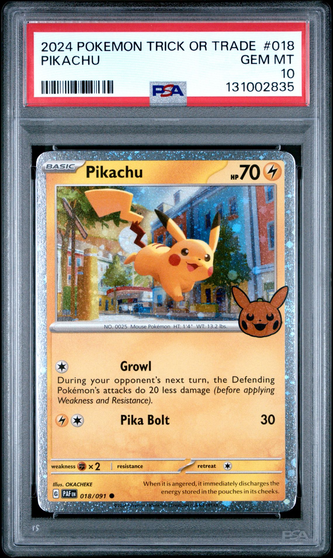 2024 Pokemon Trick Or Trade Pikachu #018 Gem Mt 10 front