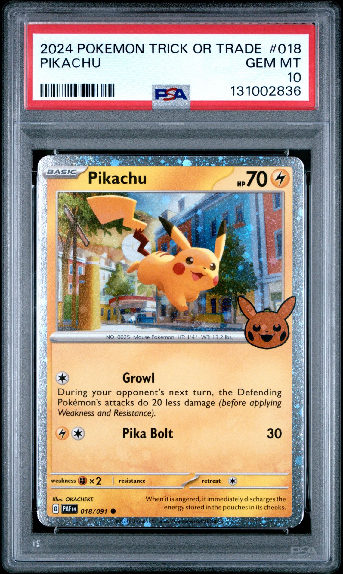 2024 Pokemon Trick Or Trade Pikachu #018 Gem Mt 10 front