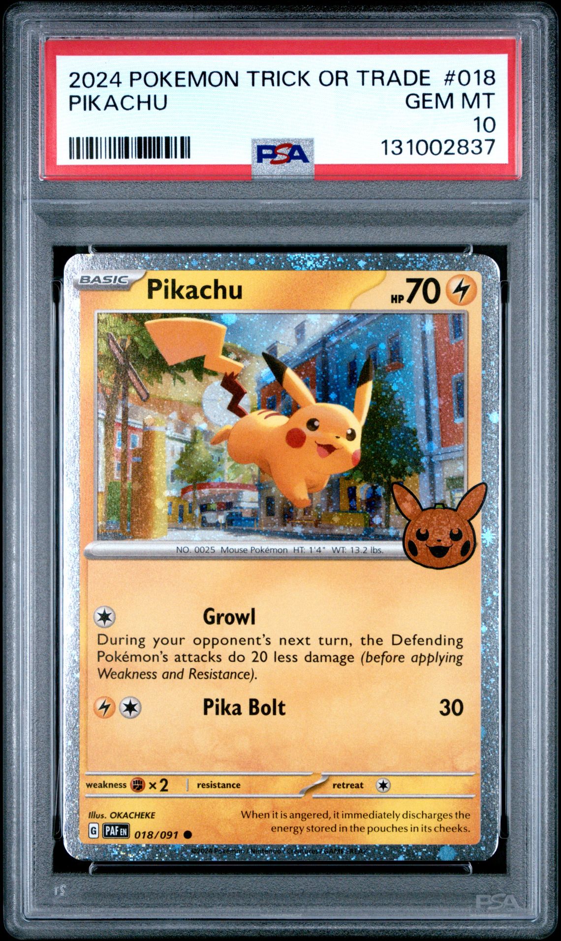 2024 Pokemon Trick Or Trade Pikachu #018 Gem Mt 10 front