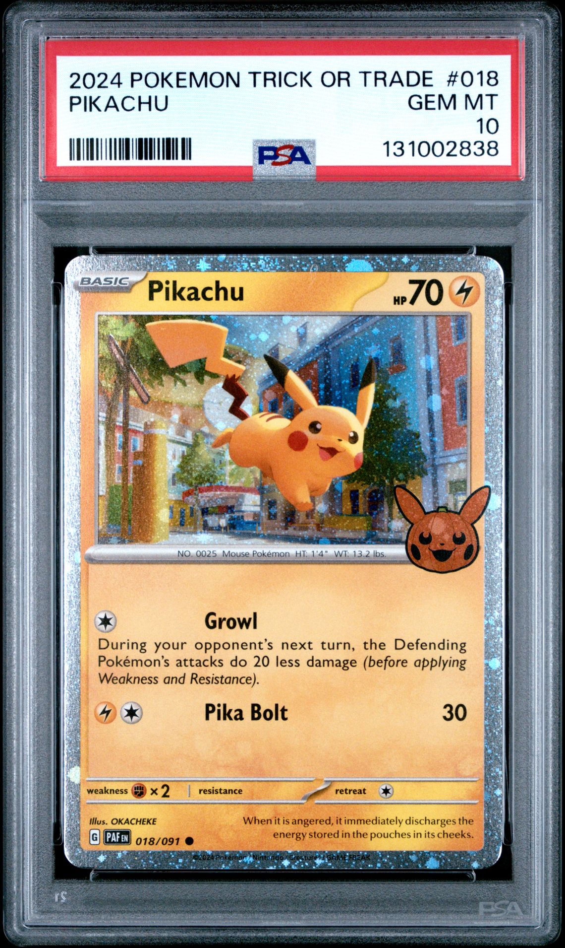 2024 Pokemon Trick Or Trade Pikachu #018 Gem Mt 10 front