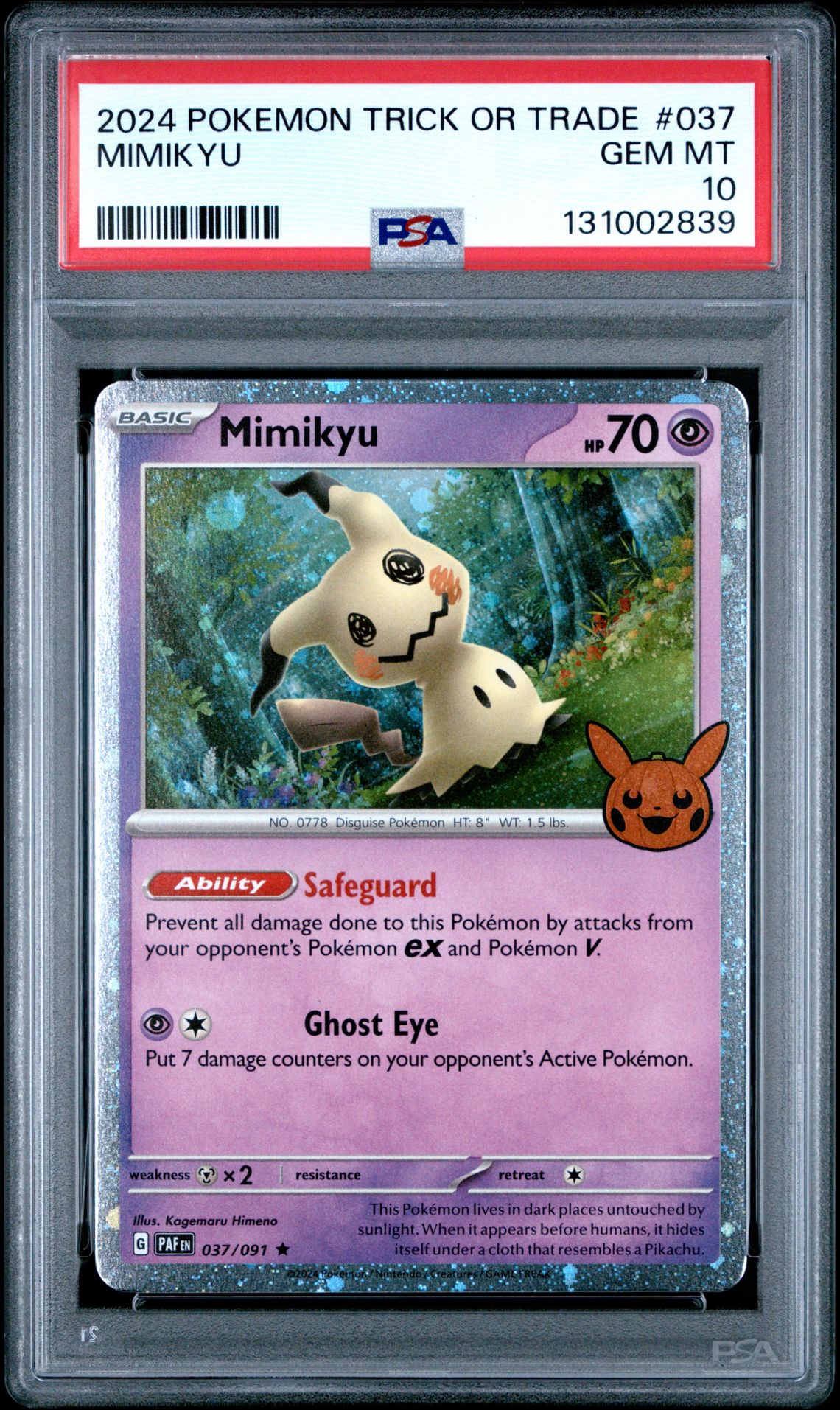 2024 Pokemon Trick Or Trade Mimikyu #037 Gem Mt 10 front