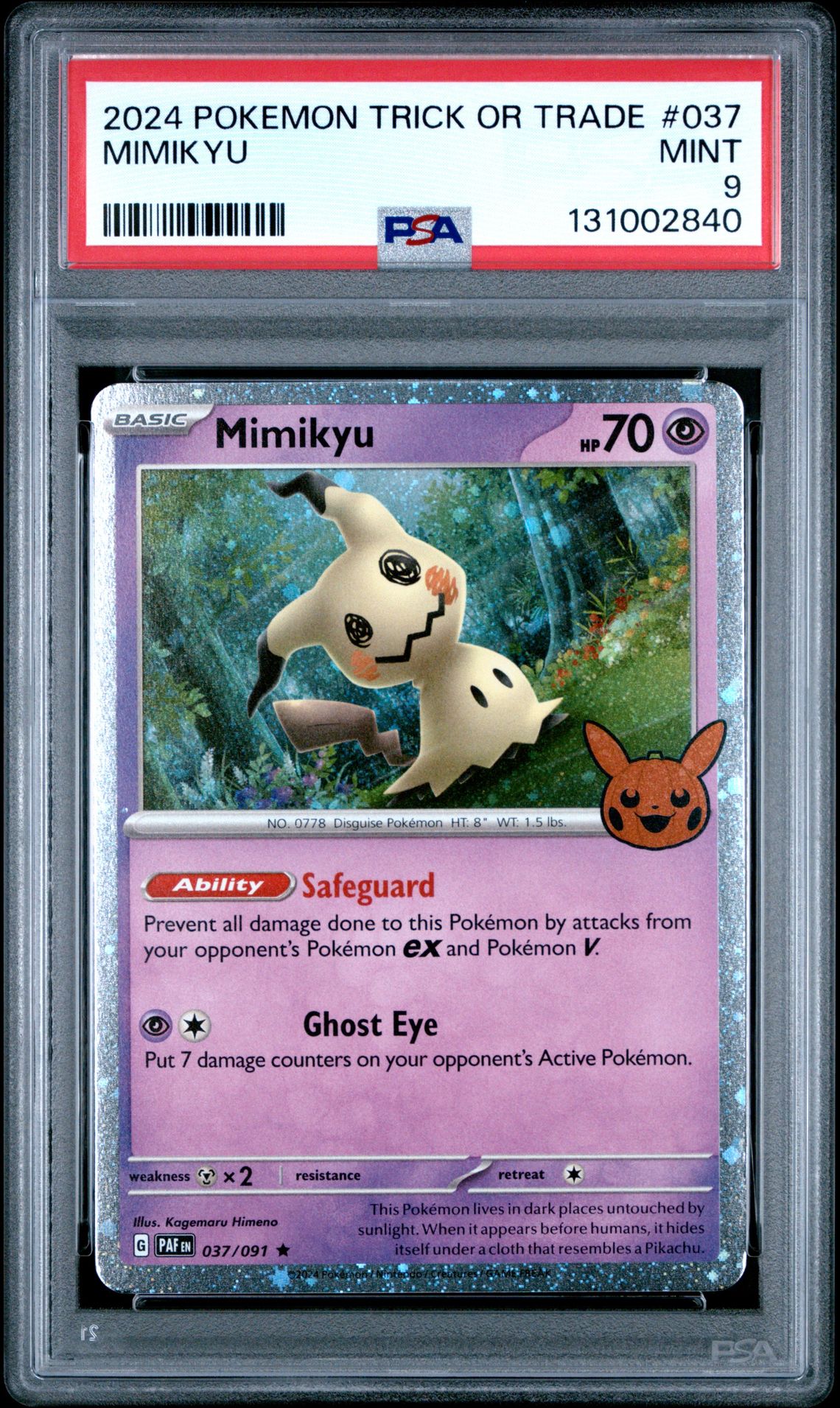 2024 Pokemon Trick Or Trade Mimikyu #037 Mint 9 front