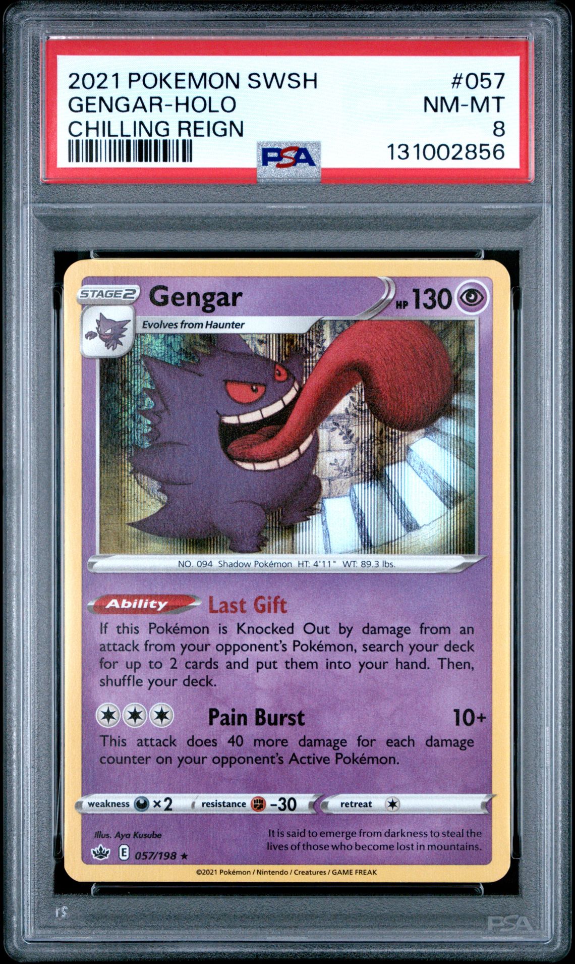2021 Pokemon Sword & Shield Chilling Reign Gengar-Holo #057 (Chilling Reign) Nm-Mt 8 front