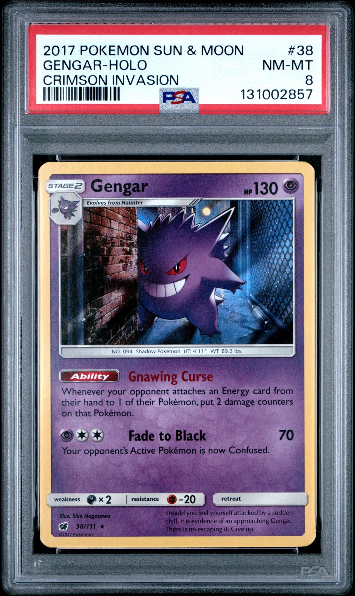 2017 Pokemon Sun & Moon Crimson Invasion Gengar-Holo #38 (Crimson Invasion) Nm-Mt 8 front