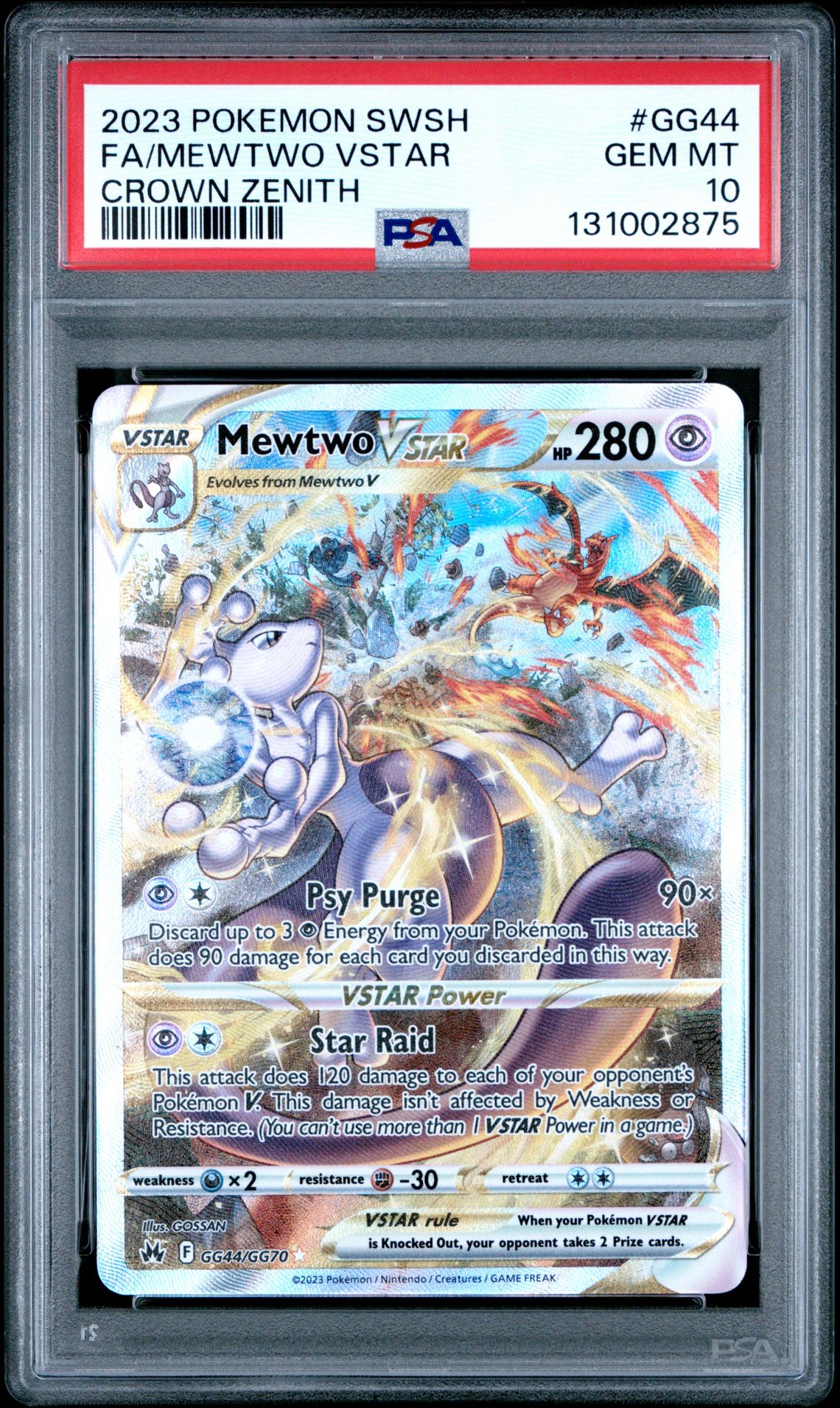 2023 Pokemon Sword And Shield Crown Zenith Fa/Mewtwo Vstar #Gg44 (Crown Zenith) Gem Mt 10 front