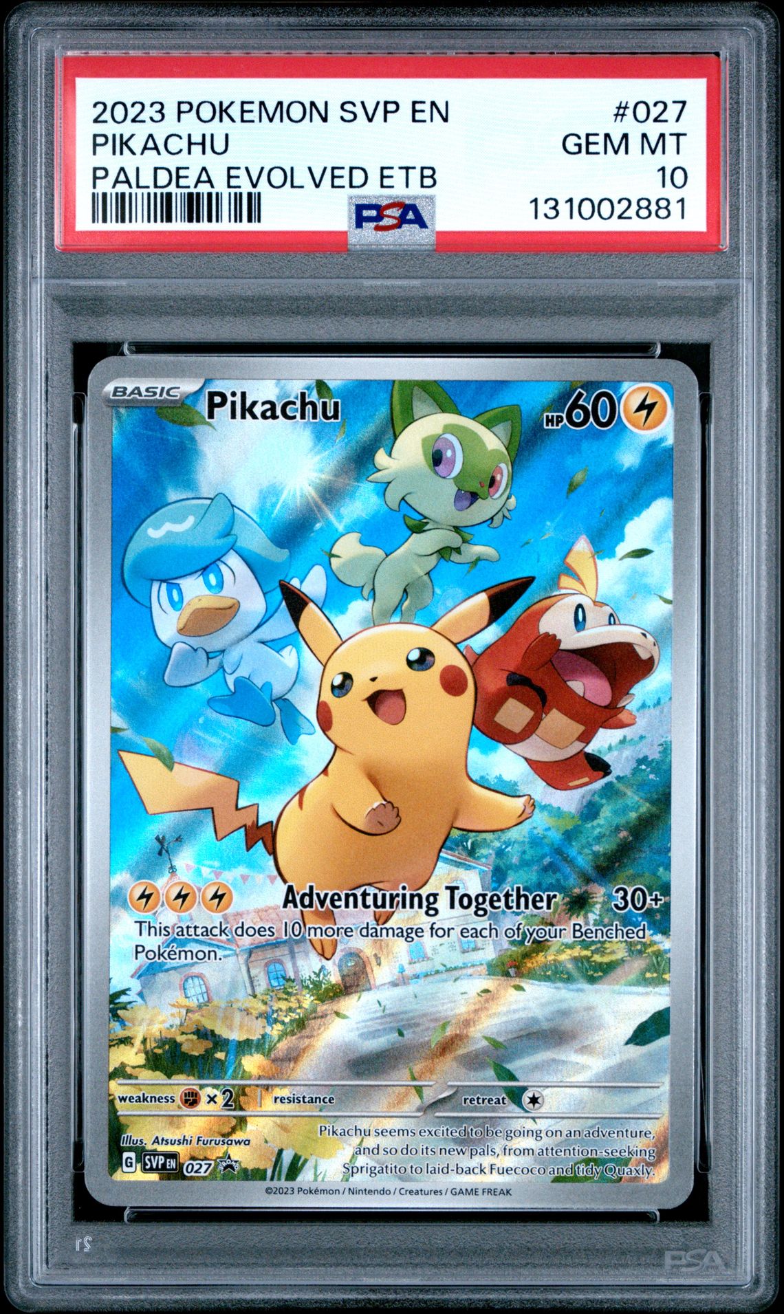 2023 Pokemon Svp En-Sv Black Star Promo Pikachu #027 (Paldea Evolved Etb) Gem Mt 10 front