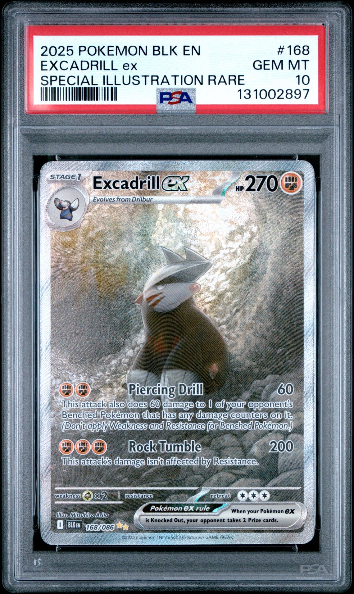 2025 Pokemon Blk En-Black Bolt Excadrill Ex #168 (Special Illustration Rare) Gem Mt 10 front