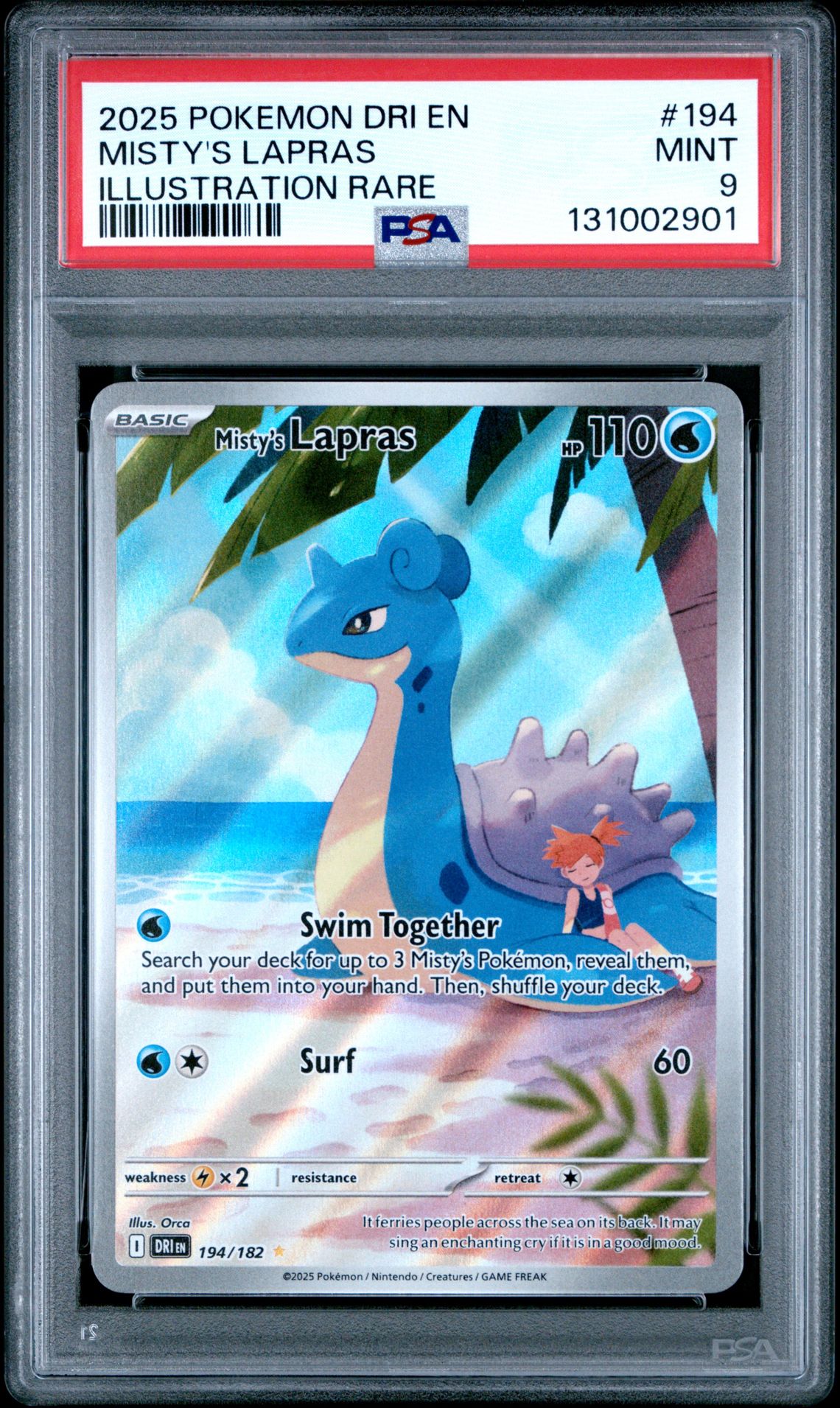 2025 Pokemon Dri En-Destined Rivals Misty's Lapras #194 (Illustration Rare) Mint 9 front