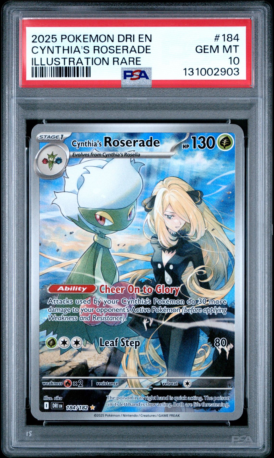 2025 Pokemon Dri En-Destined Rivals Cynthia's Roserade #184 (Illustration Rare) Gem Mt 10 front