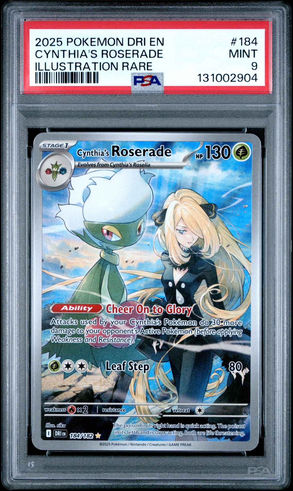 2025 Pokemon Dri En-Destined Rivals Cynthia's Roserade #184 (Illustration Rare) Mint 9 front