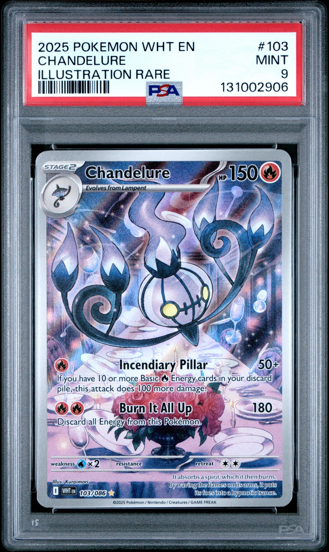 2025 Pokemon Wht En-White Flare Chandelure #103 (Illustration Rare) Mint 9 front