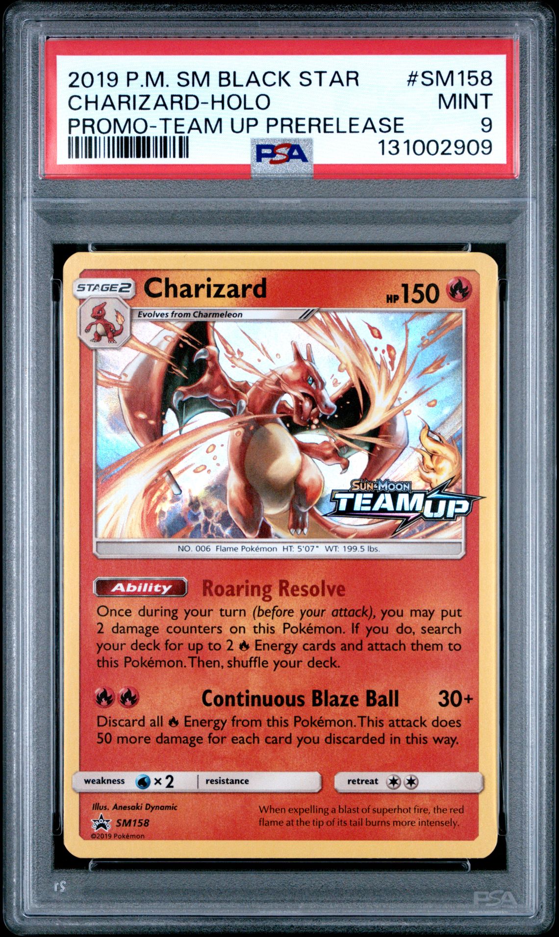 2019 Pokemon Sm Black Star Promo Charizard-Holo #Sm158 (Promo-Team Up Prerelease) Mint 9 front