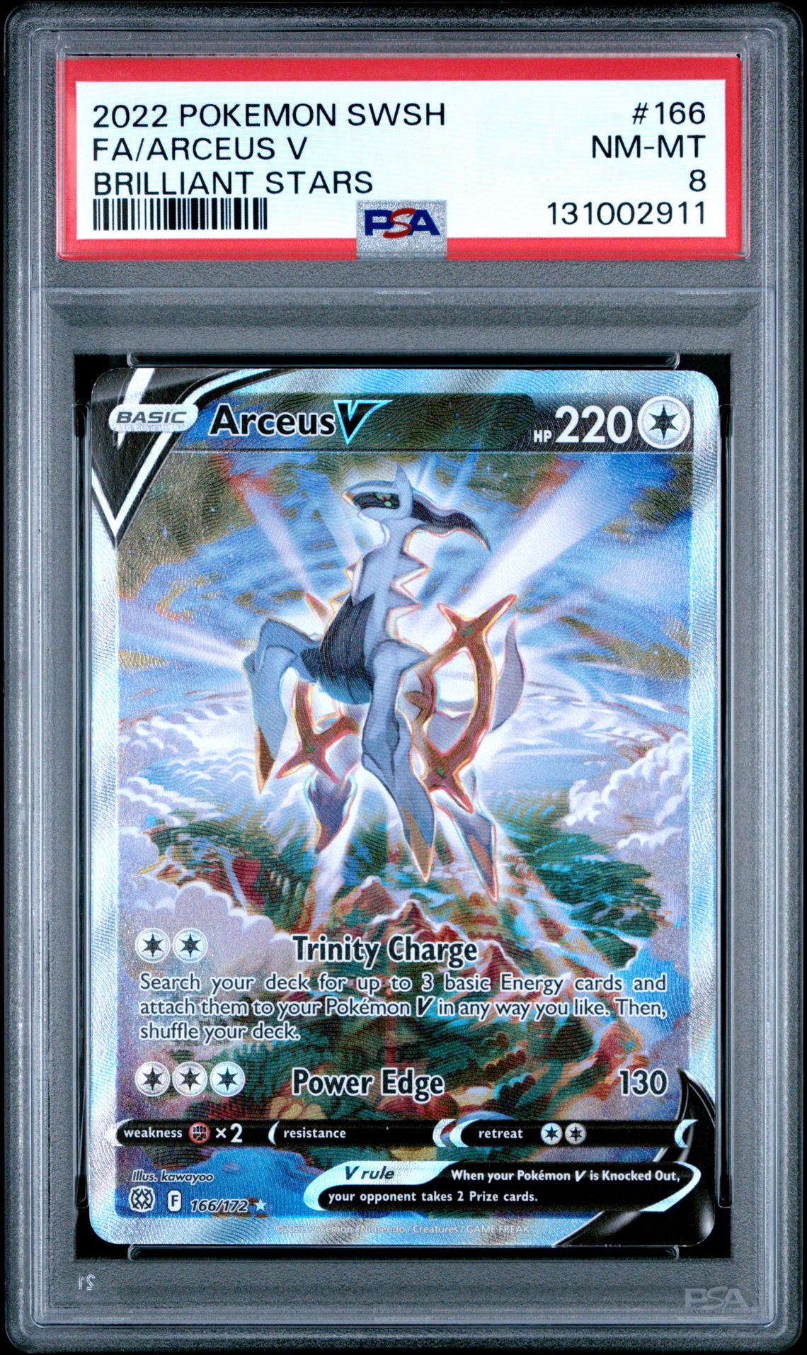 2022 Pokemon Sword & Shield Brilliant Stars Fa/Arceus V #166 (Brilliant Stars) Nm-Mt 8 front