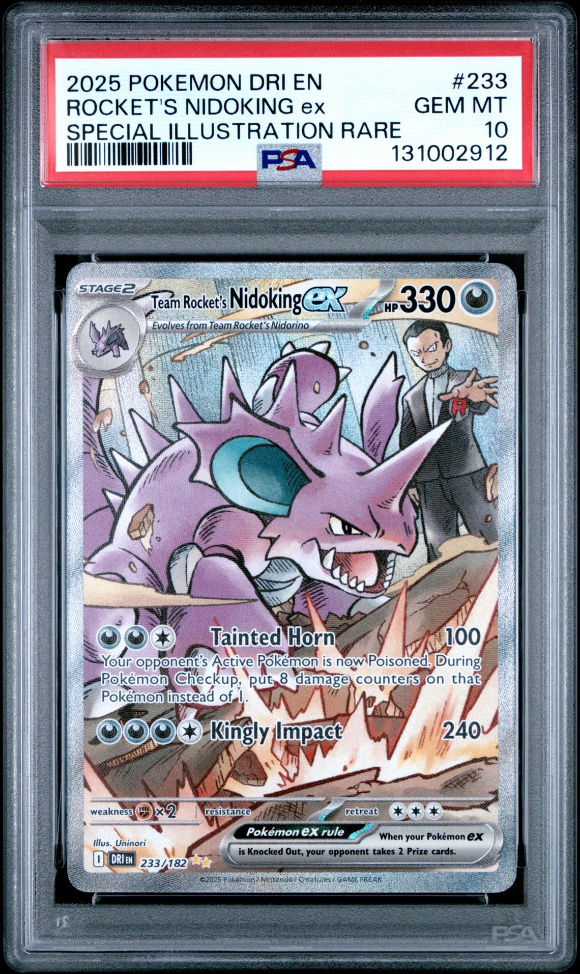 2025 Pokemon Dri En-Destined Rivals Rocket's Nidoking Ex #233 (Special Illustration Rare) Gem Mt 10 front