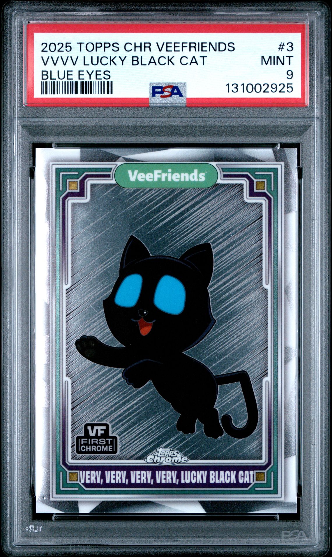 2025 Topps Chrome Veefriends Vvvv Lucky Black Cat #3 (Blue Eyes) Mint 9 front