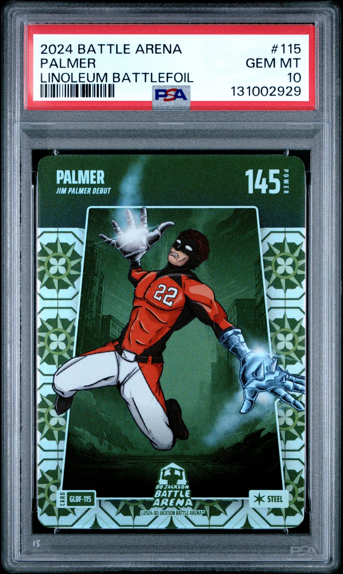 2024 Bo Jackson Battle Arena Grandma's Linoleum Battlefoil Palmer #115 Gem Mt 10 front