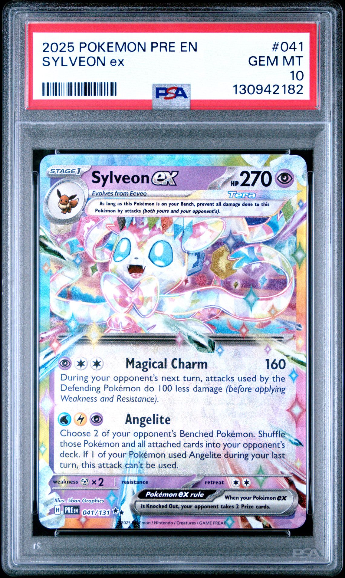 2025 Pokemon Pre En-Prismatic Evolutions Sylveon Ex #041 Gem Mt 10 front