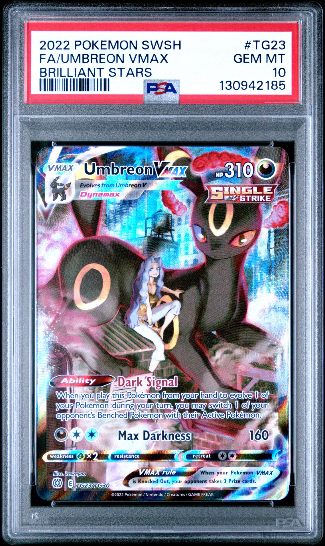 2022 Pokemon Sword & Shield Brilliant Stars Fa/Umbreon Vmax #Tg23 (Brilliant Stars) Gem Mt 10 front