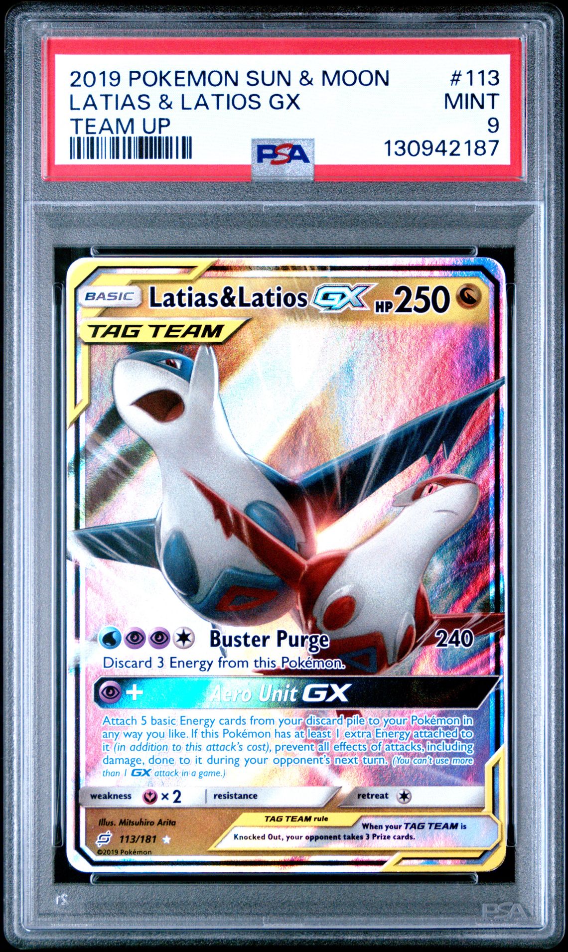 2019 Pokemon Sun & Moon Team Up Latias & Latios Gx #113 (Team Up) Mint 9 front