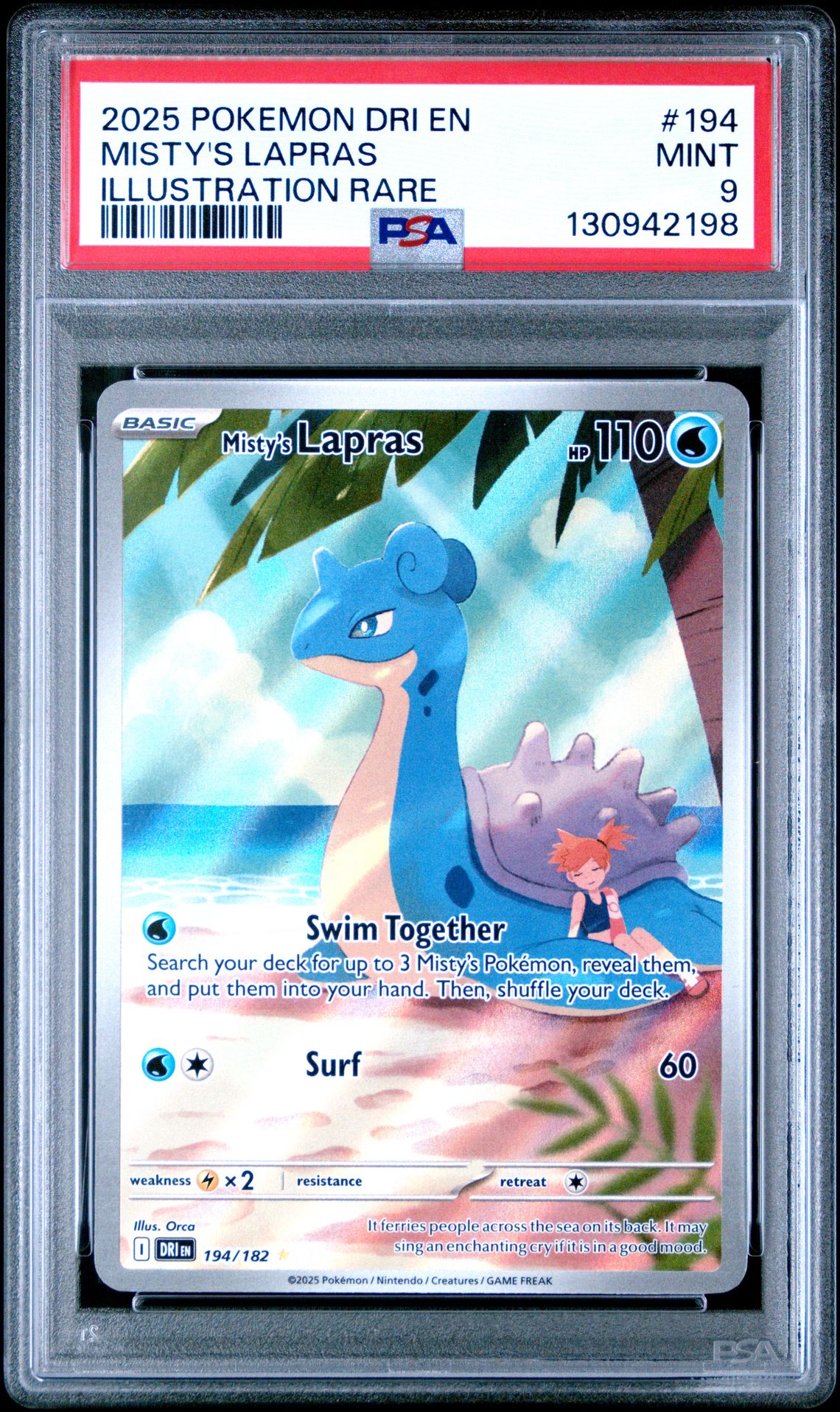 2025 Pokemon Dri En-Destined Rivals Misty's Lapras #194 (Illustration Rare) Mint 9 front