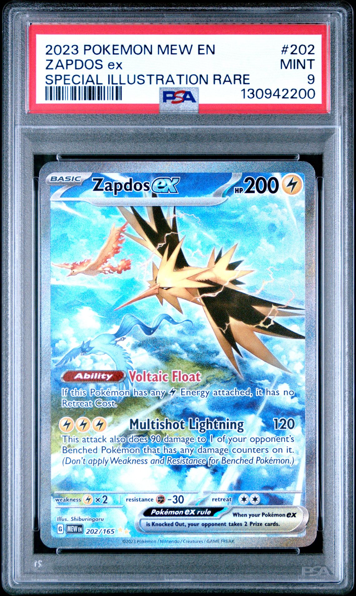 2023 Pokemon Mew En-151 Zapdos Ex #202 (Special Illustration Rare) Mint 9 front