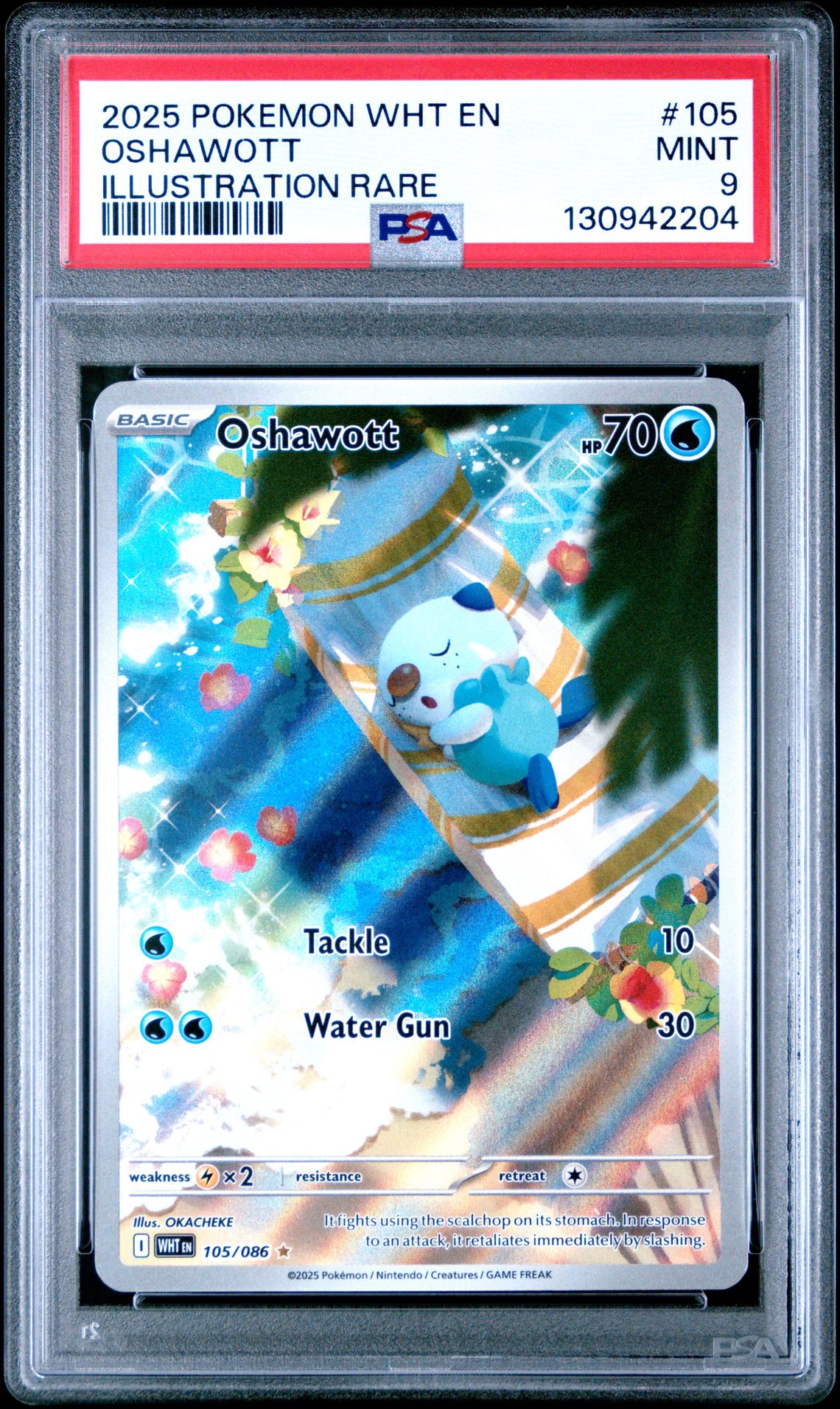 2025 Pokemon Wht En-White Flare Oshawott #105 (Illustration Rare) Mint 9 front